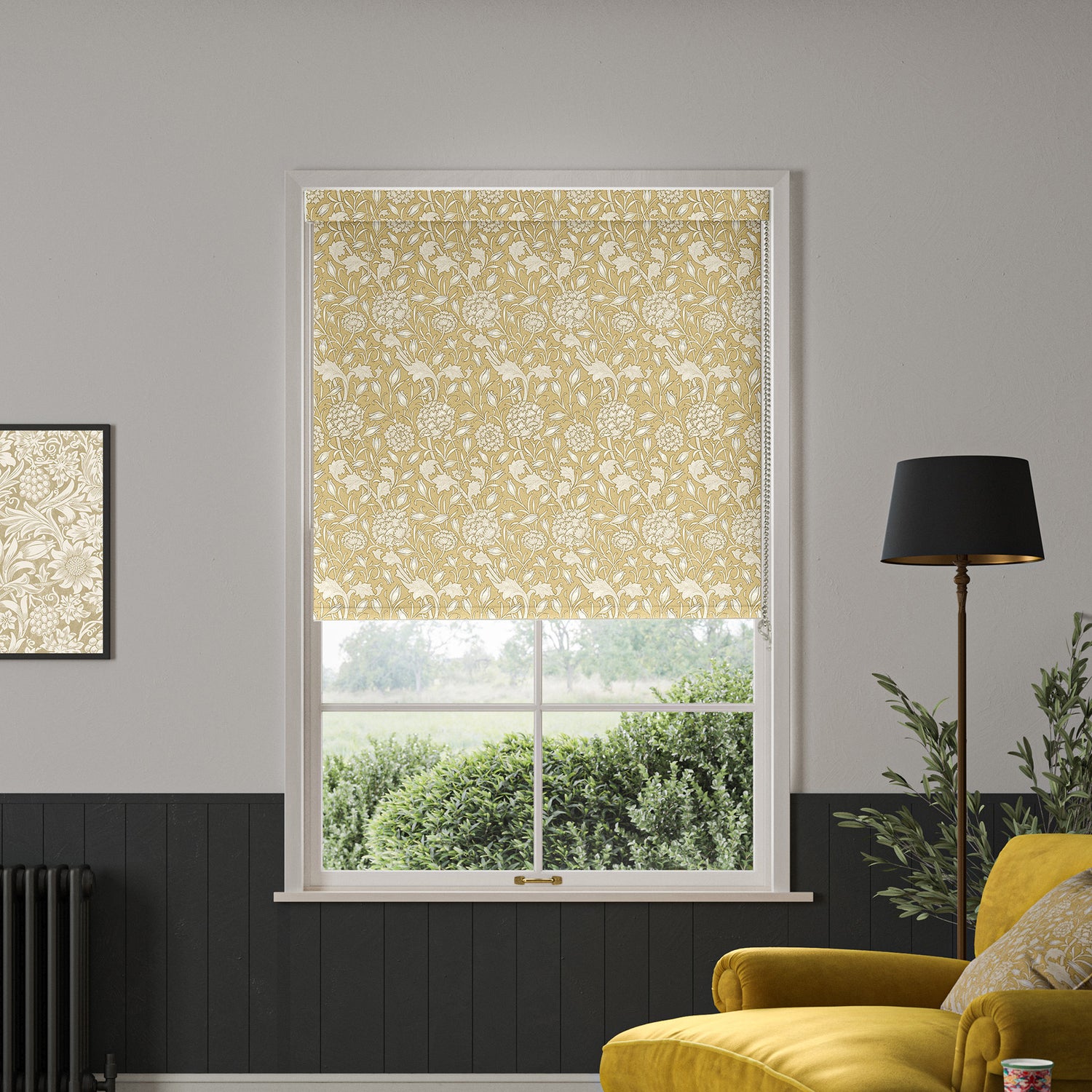 William Morris Wild Tulip Translucent Made to Measure Roller Blind Ochre
