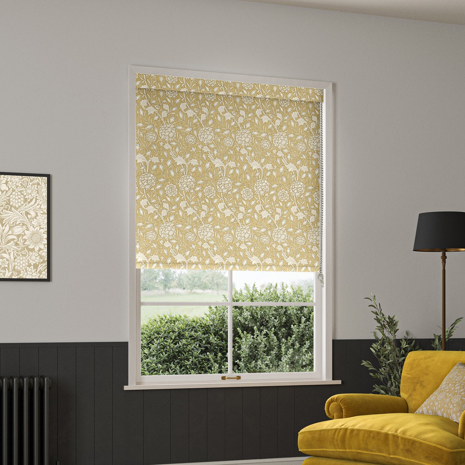 William Morris Wild Tulip Translucent Made to Measure Roller Blind Ochre