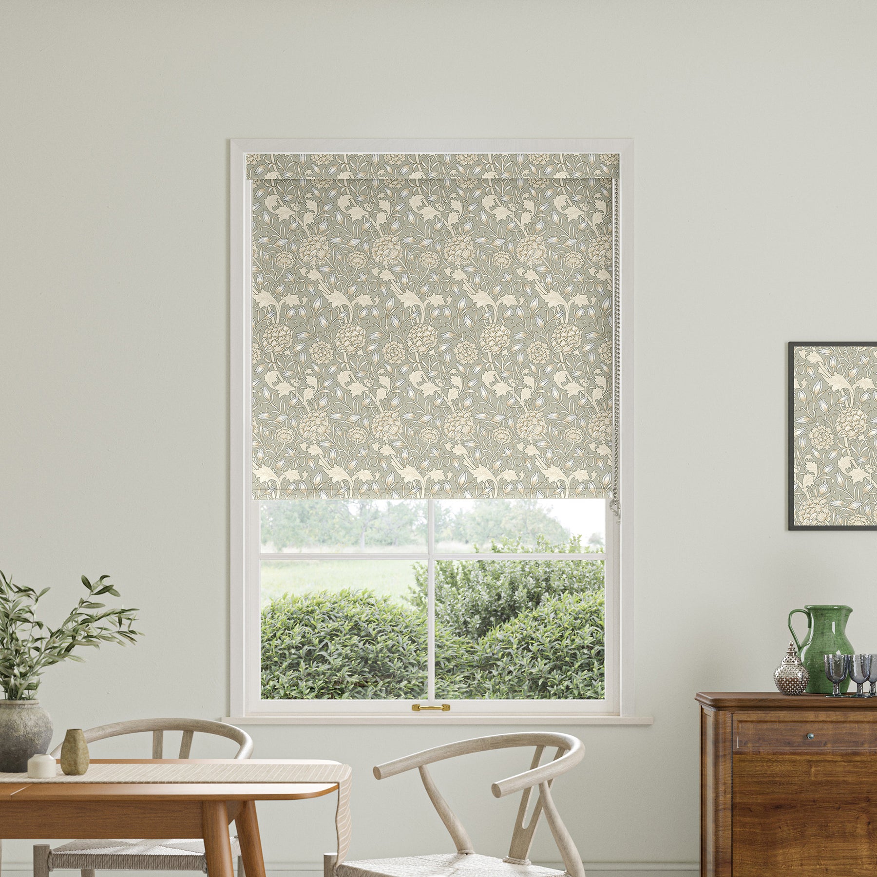 William Morris Wild Tulip Translucent Made to Measure Roller Blind Sage