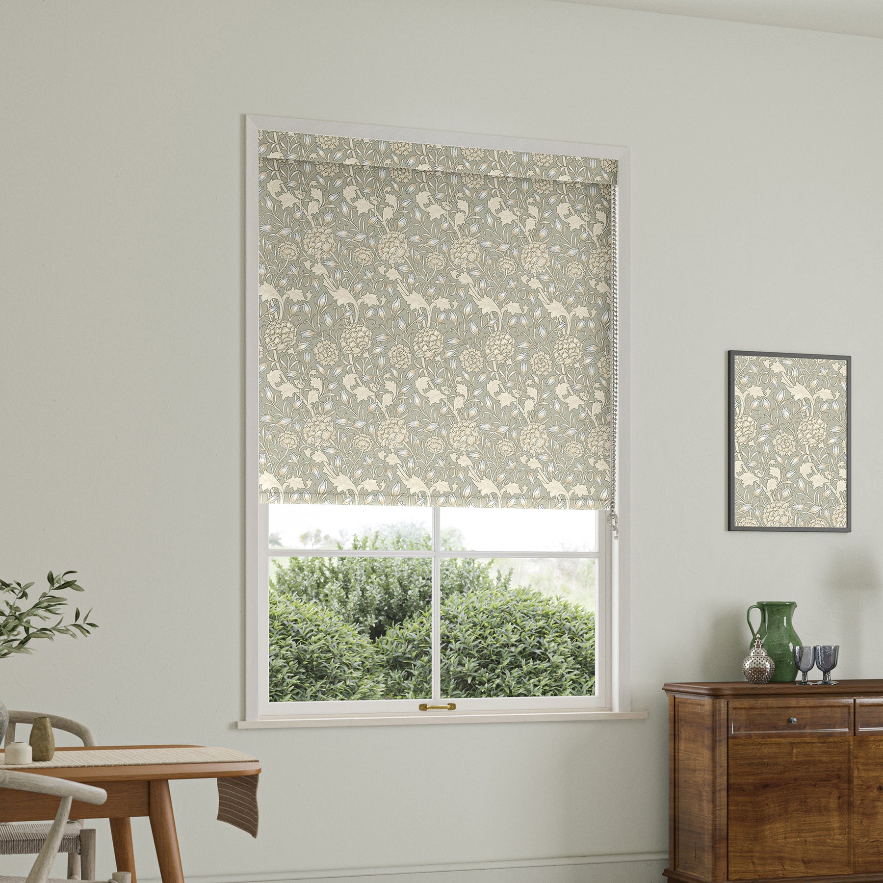 William Morris Wild Tulip Translucent Made to Measure Roller Blind Sage