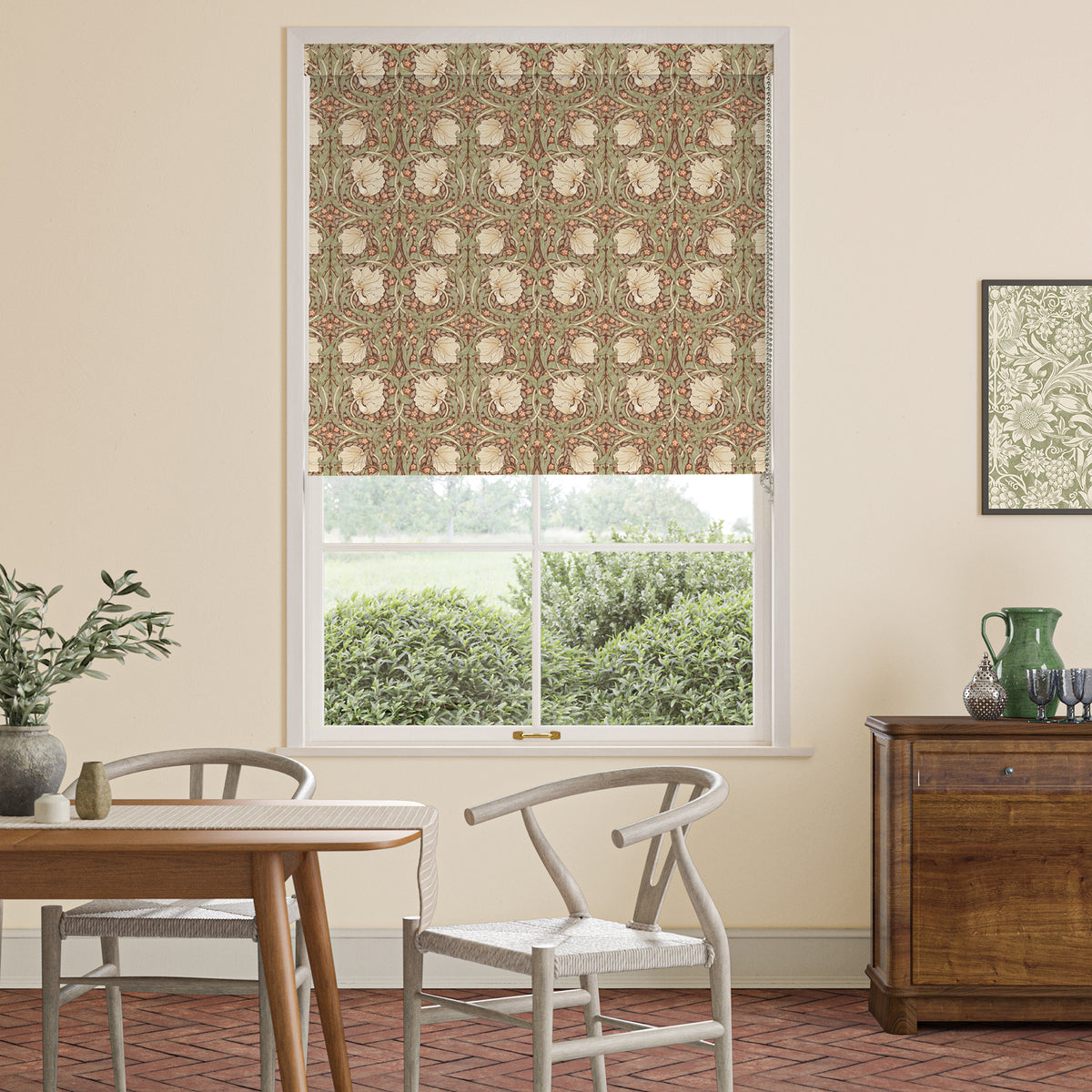William Morris Pimpernel Blackout Made To Measure Roller Blind Brick