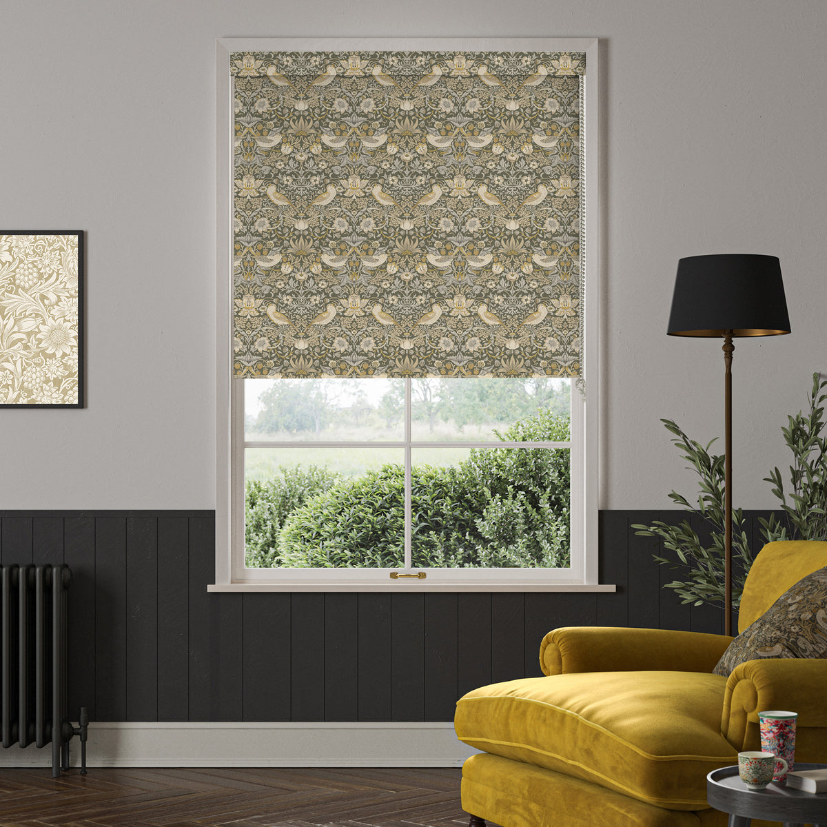 William Morris Strawberry Thief Blackout Made To Measure Roller Blind Flint