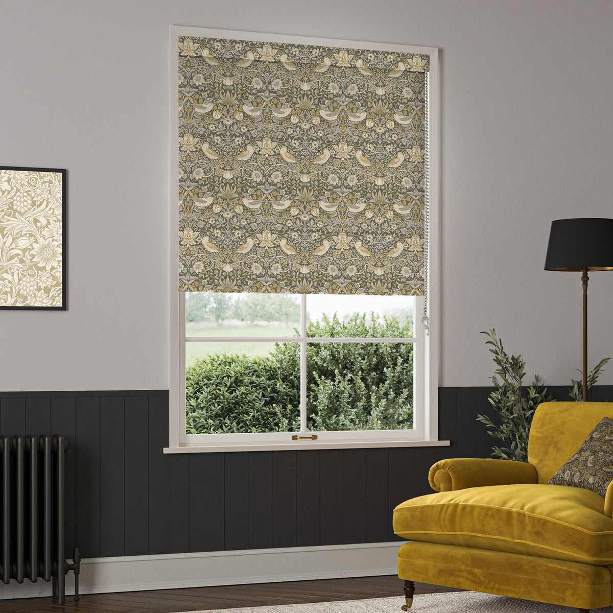 William Morris Strawberry Thief Blackout Made To Measure Roller Blind Flint