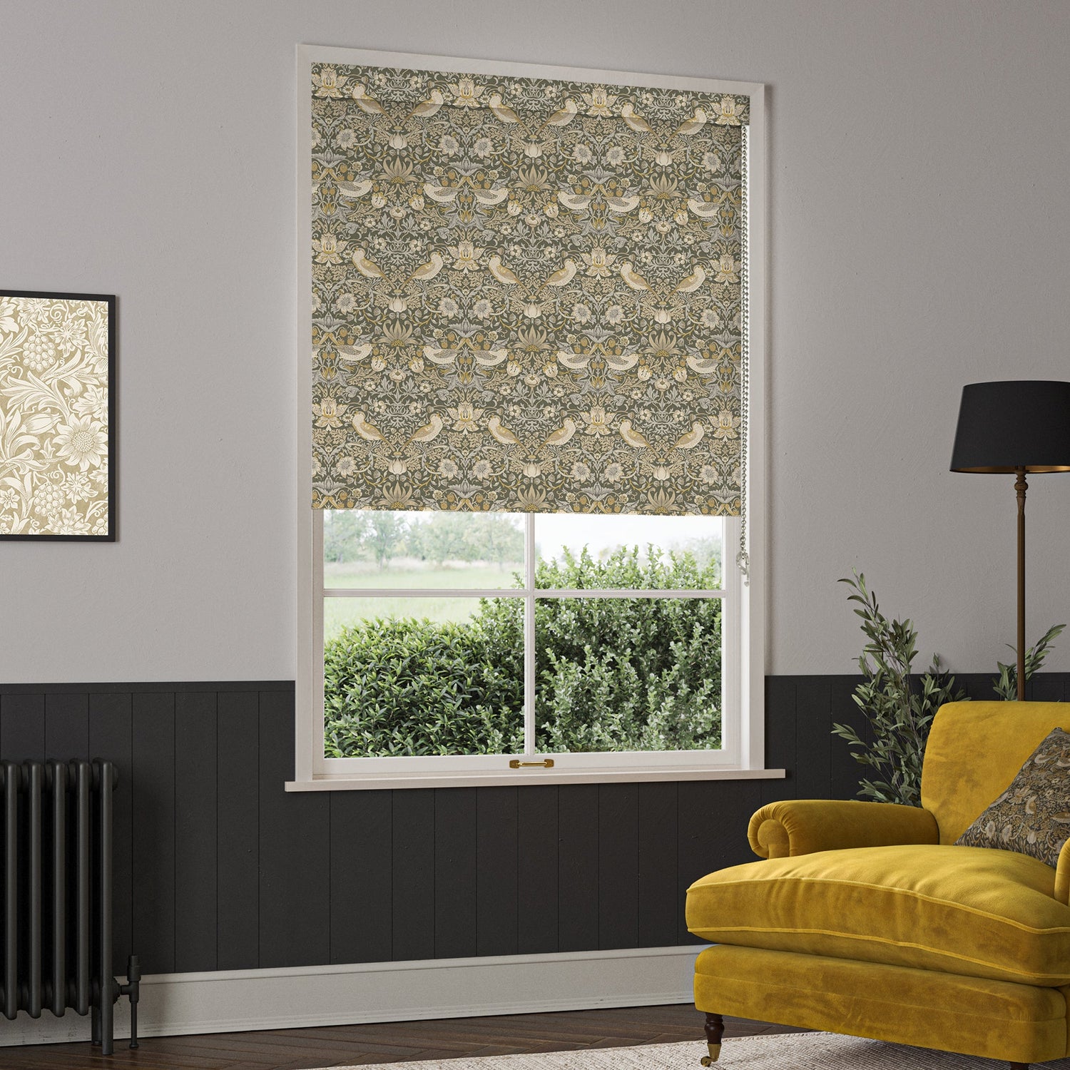 William Morris Strawberry Thief Translucent Made To Measure Roller Blind Flint