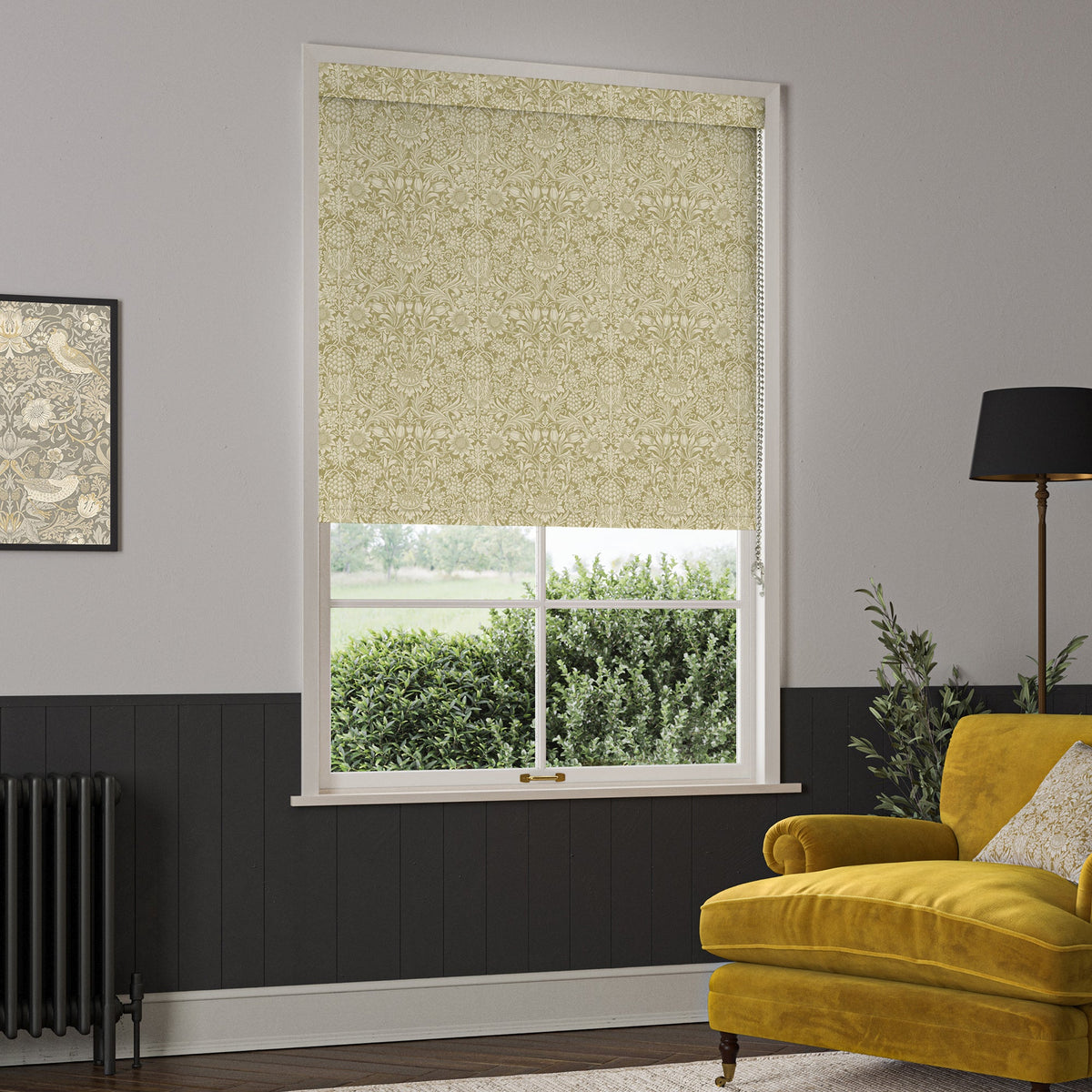 William Morris Sunflower Translucent Made To Measure Roller Blind Ochre