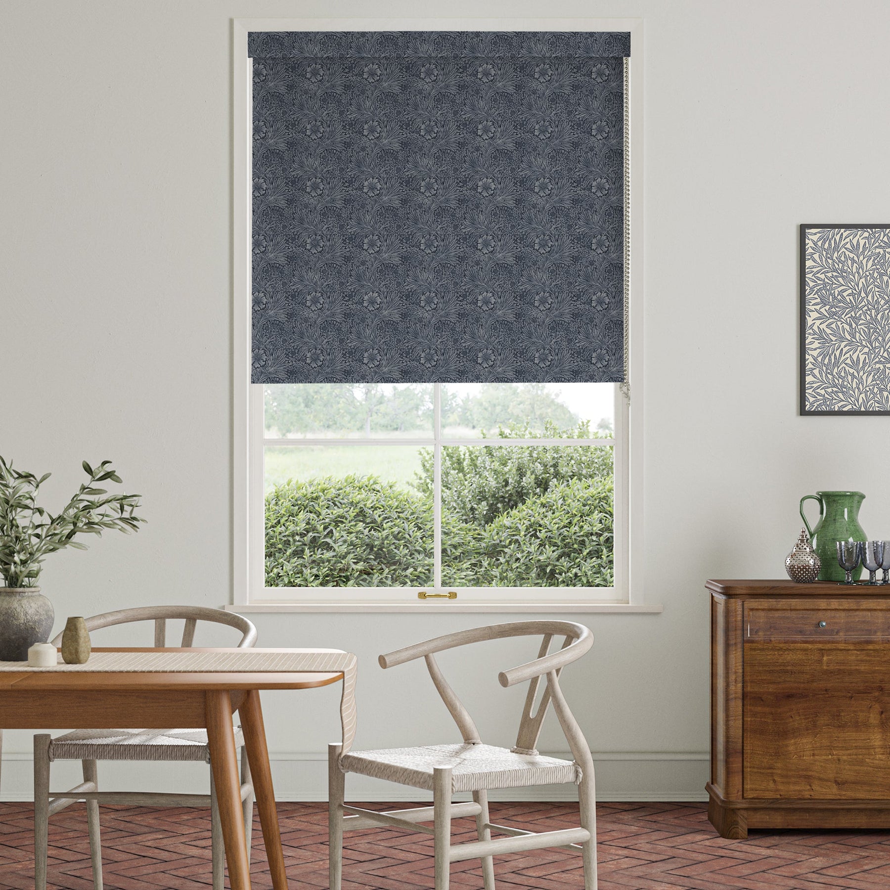 William Morris Marigold Translucent Made To Measure Roller Blind Indigo