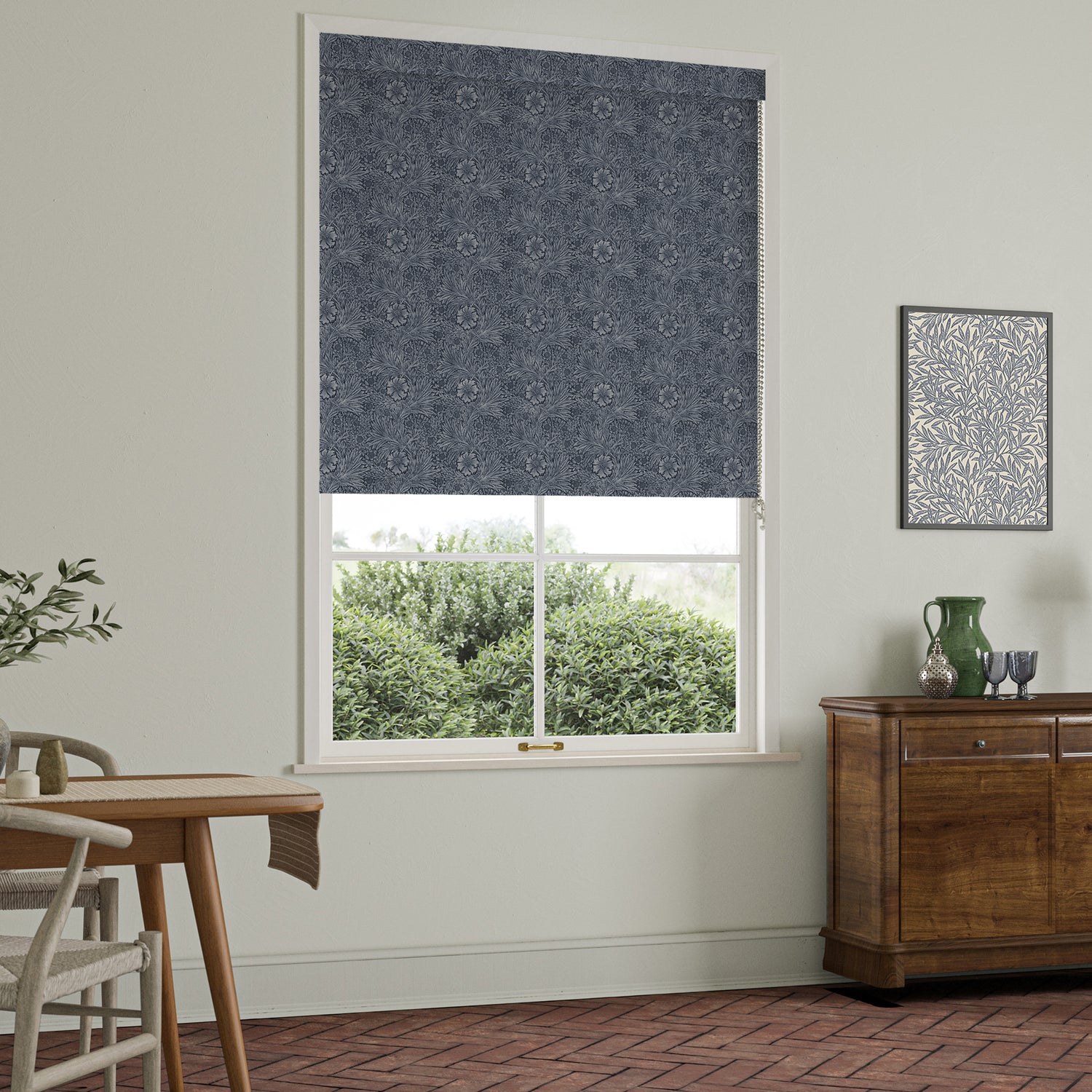 William Morris Marigold Blackout Made To Measure Roller Blind Indigo