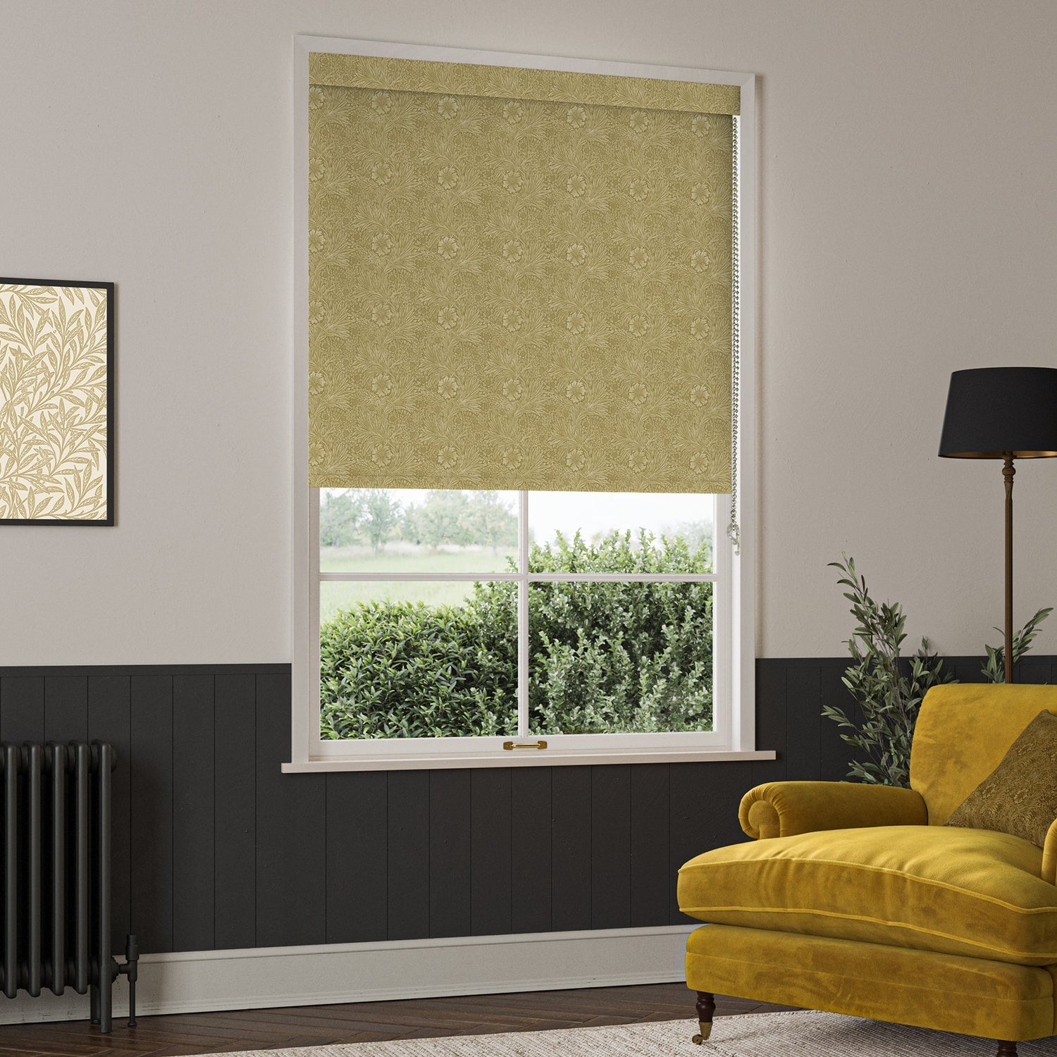 William Morris Marigold Translucent Made To Measure Roller Blind Ochre