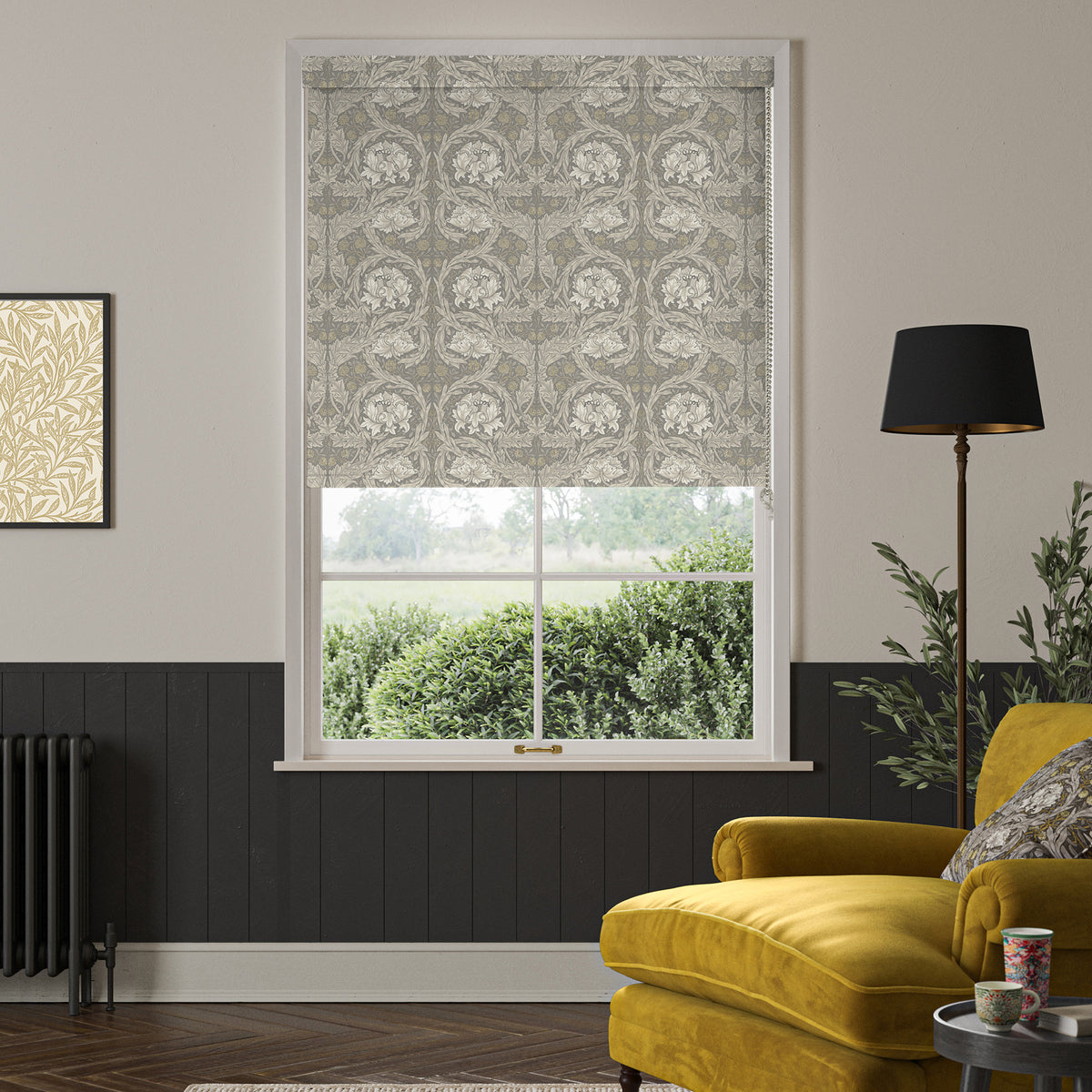 William Morris African Marigold Blackout Made To Measure Roller Blind Limestone