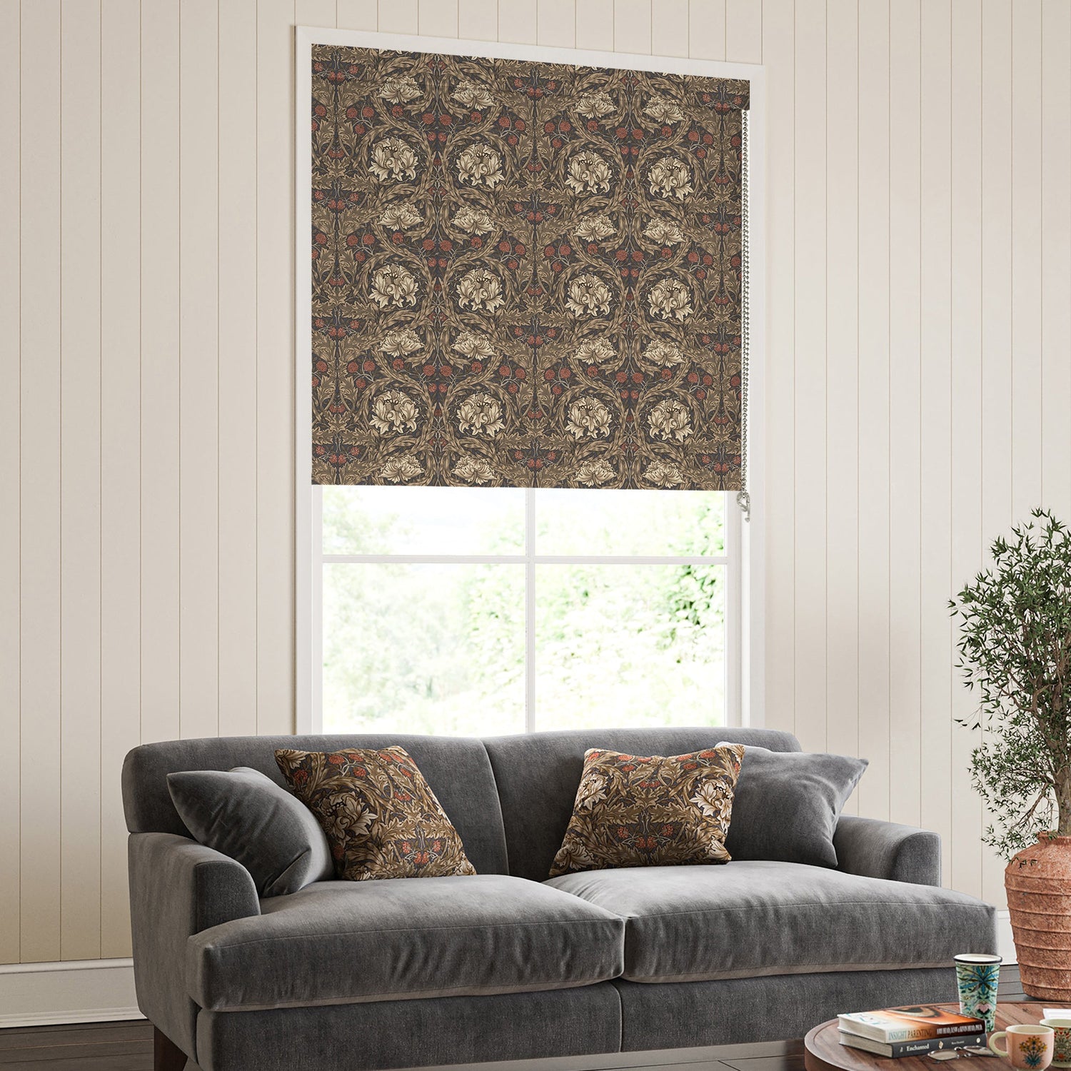 William Morris African Marigold Translucent Made To Measure Roller Blind Walnut
