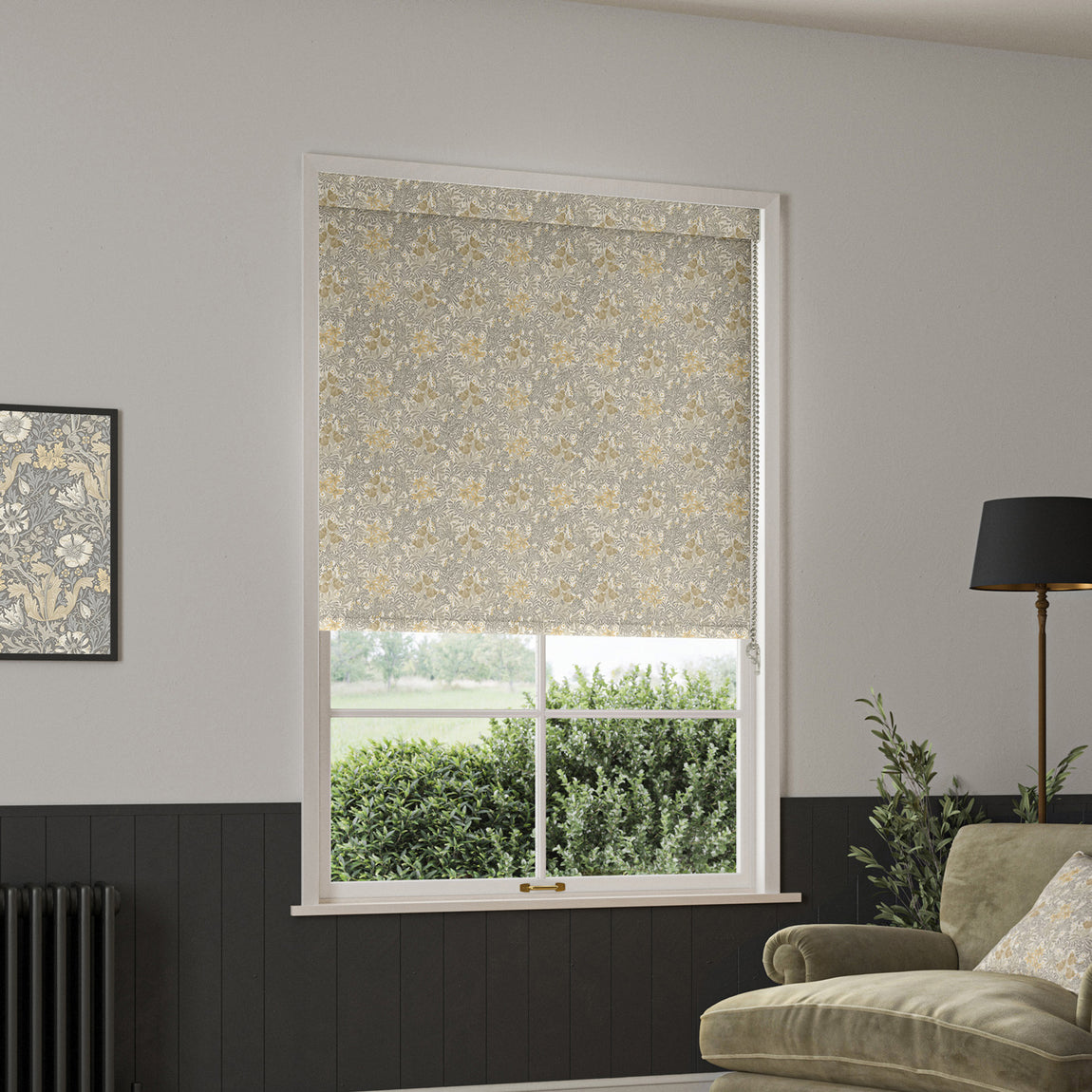 William Morris Bower Blackout Made To Measure Roller Blind Barley