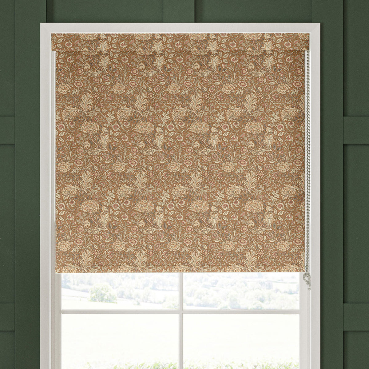 William Morris Double Bough Blackout Made To Measure Roller Blind Terracotta