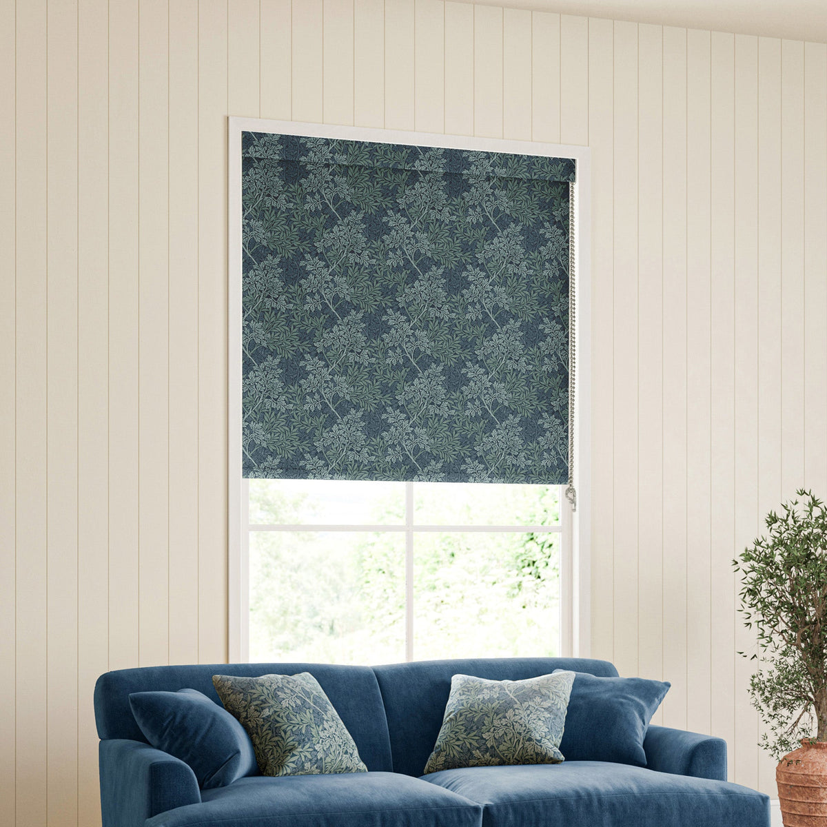 William Morris Foliage Translucent Made To Measure Roller Blind Indigo