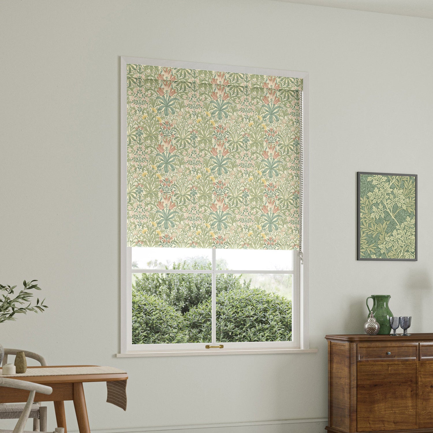 William Morris Woodland Weeds Translucent Made To Measure Roller Blind Apple