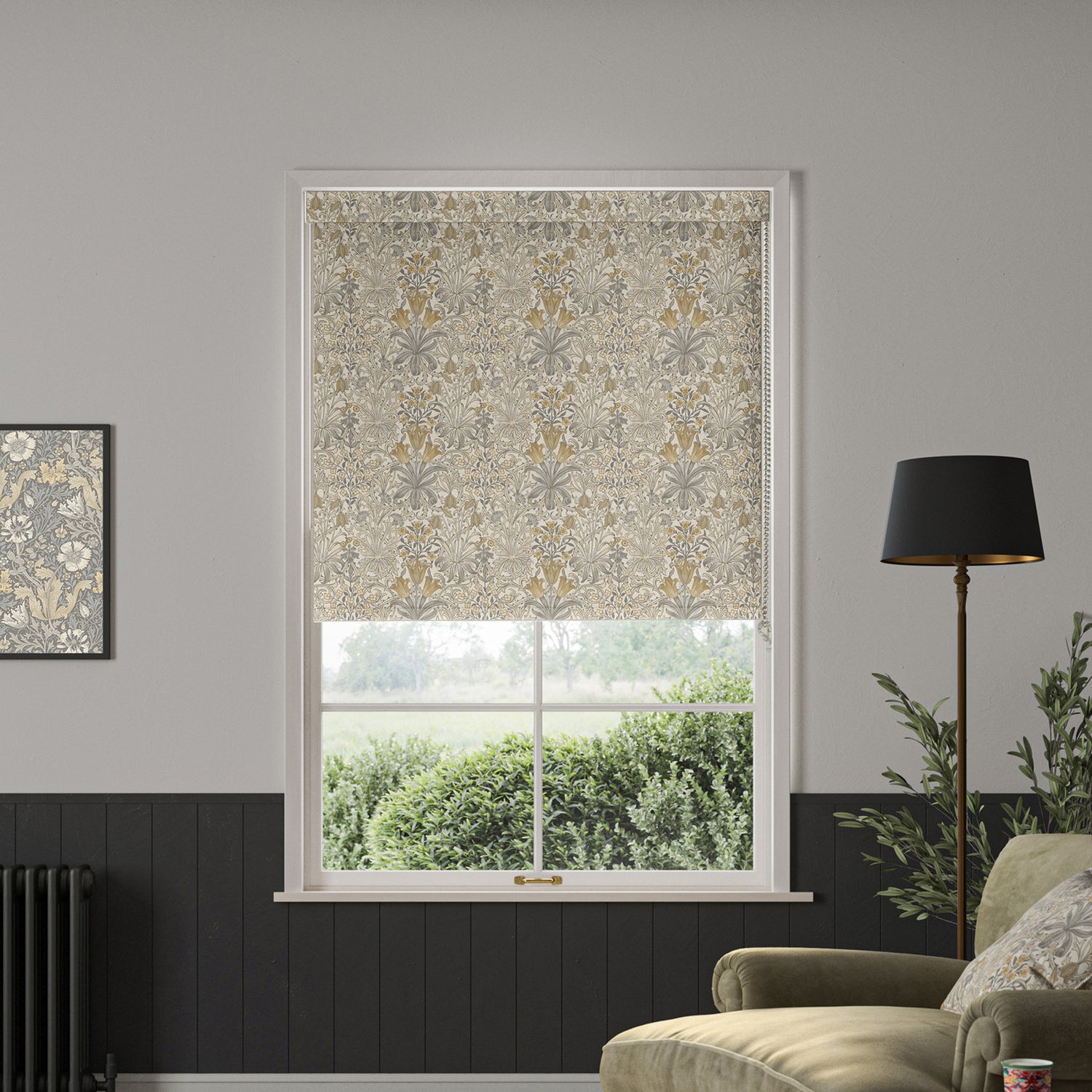 William Morris Woodland Weeds Blackout Made To Measure Roller Blind Barley