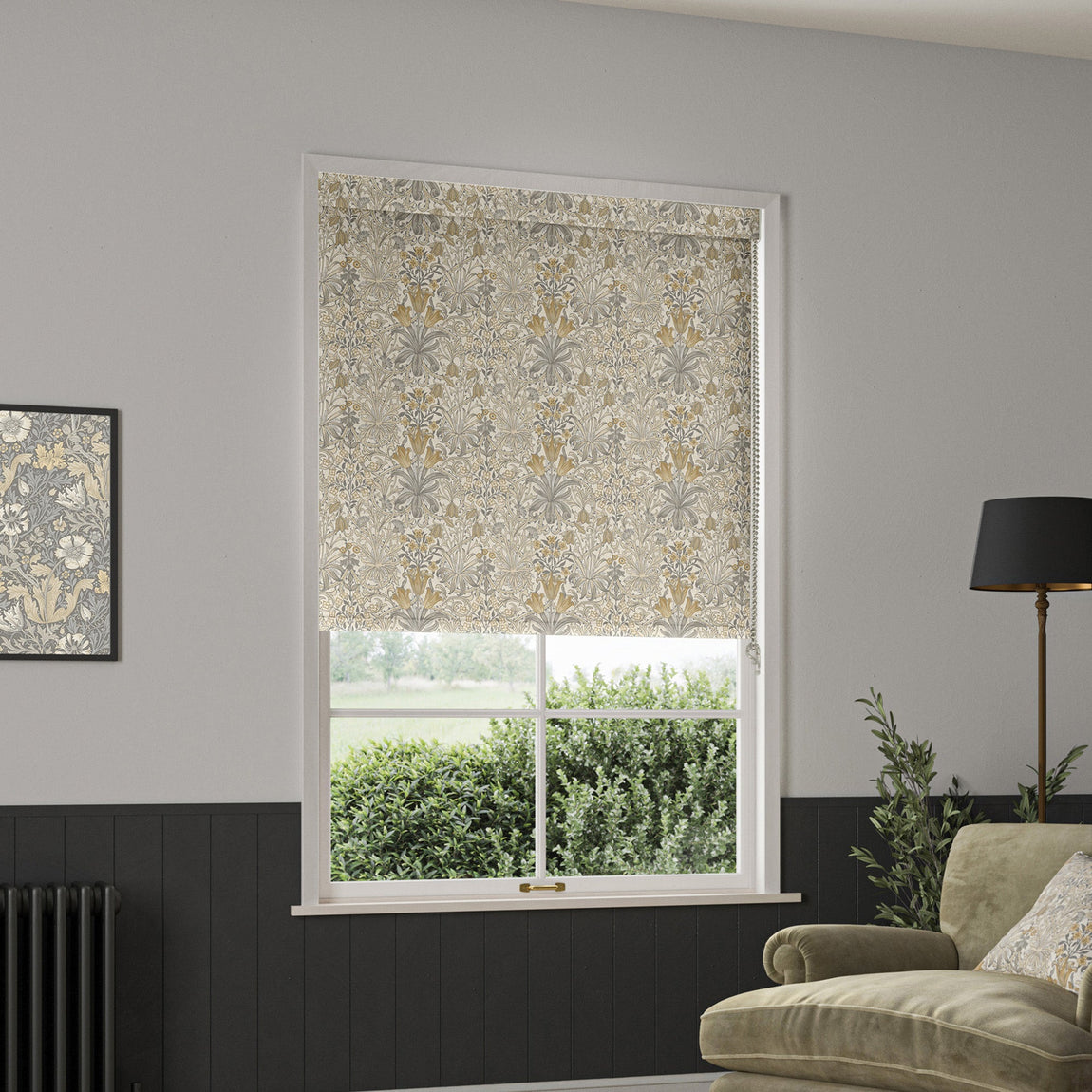 William Morris Woodland Weeds Translucent Made To Measure Roller Blind Barley