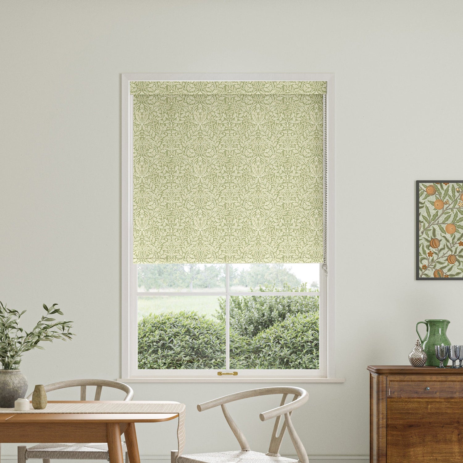 William Morris Acorn Translucent Made To Measure Roller Blind Lichen