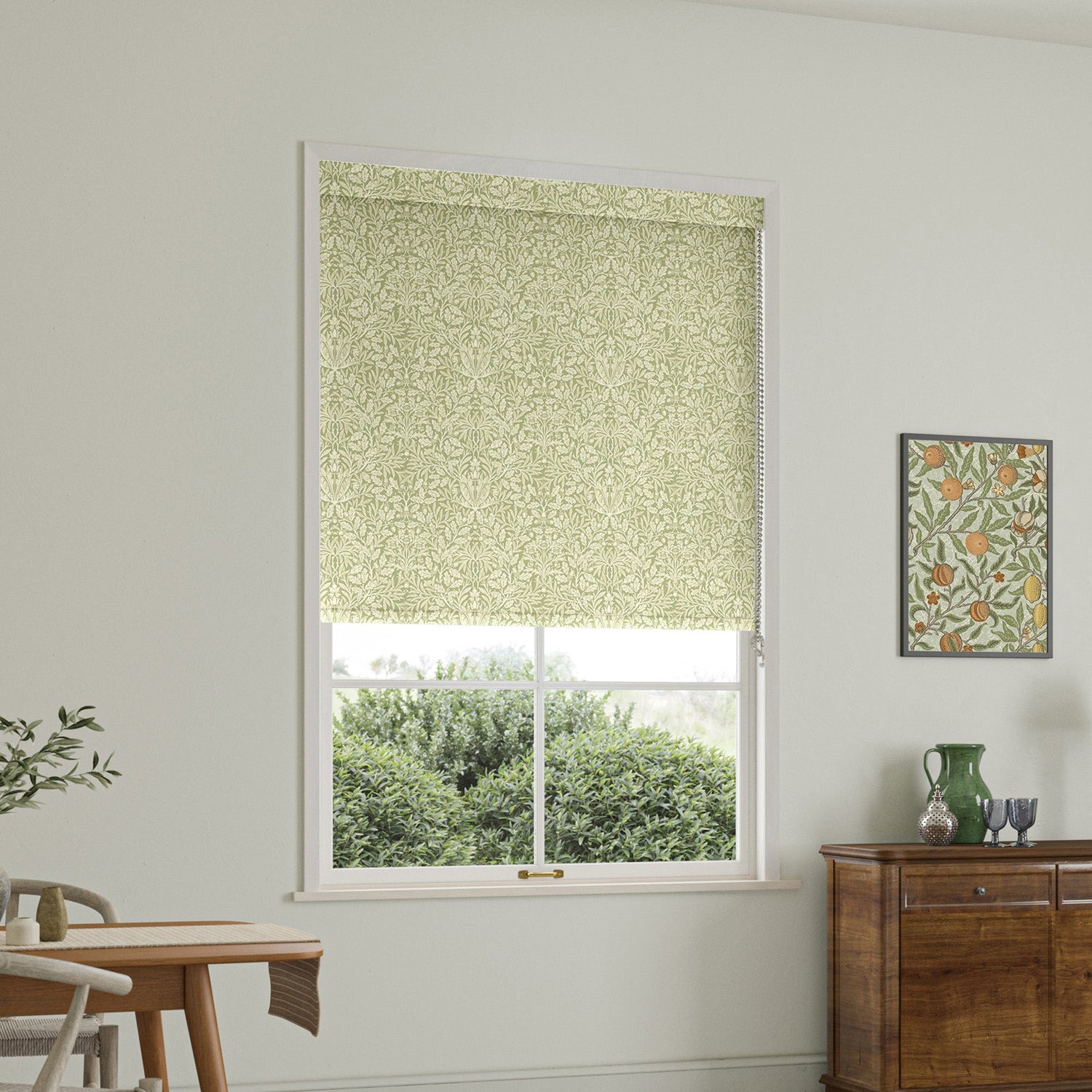 William Morris Acorn Translucent Made To Measure Roller Blind Lichen