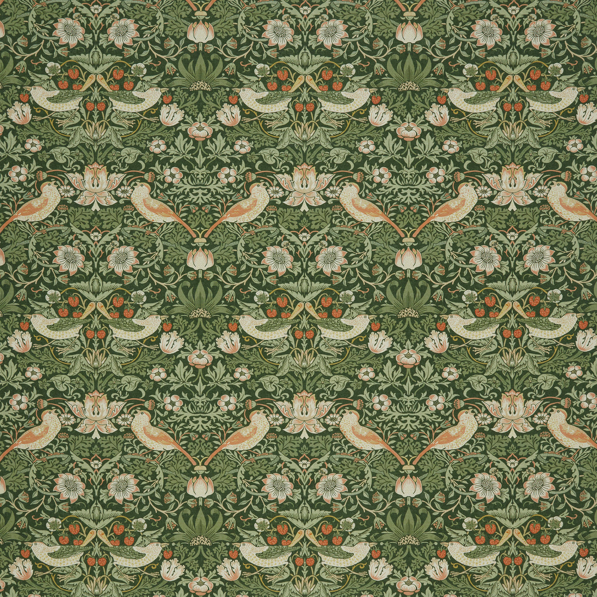 William Morris At Home Strawberry Thief Fabric Nettle