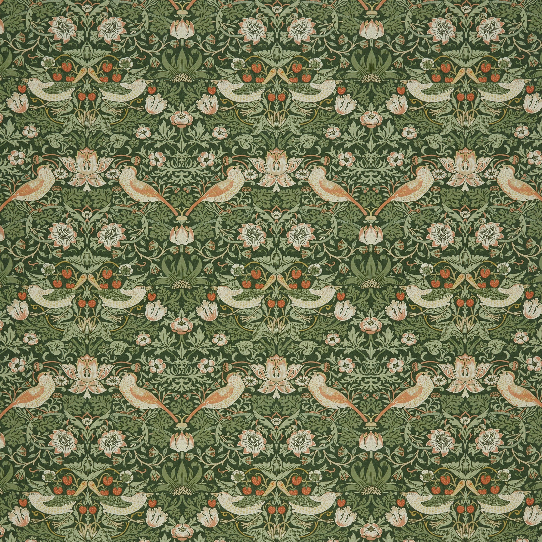 William Morris At Home Strawberry Thief Fabric Nettle