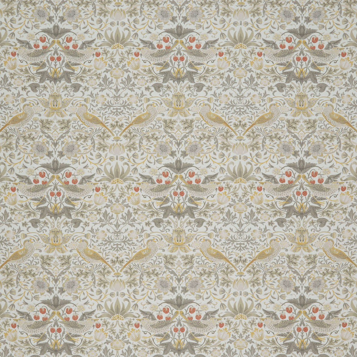 William Morris At Home Strawberry Thief Fabric Ochre