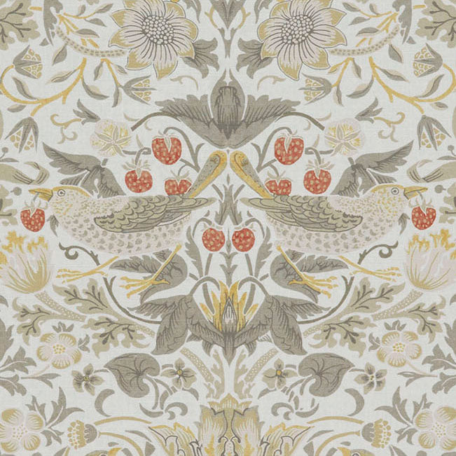 William Morris At Home Strawberry Thief Fabric Ochre