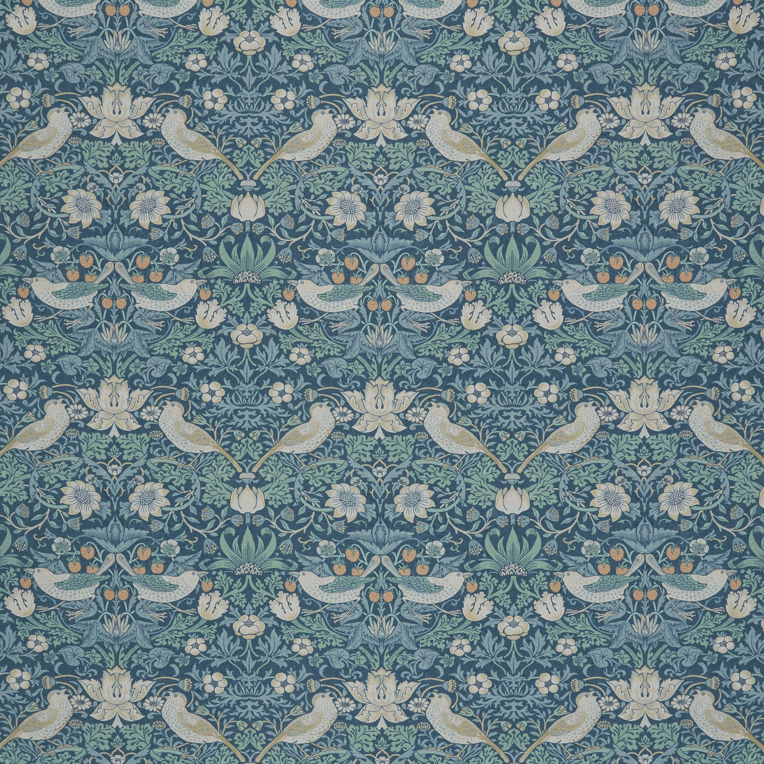William Morris At Home Strawberry Thief Fabric Woad