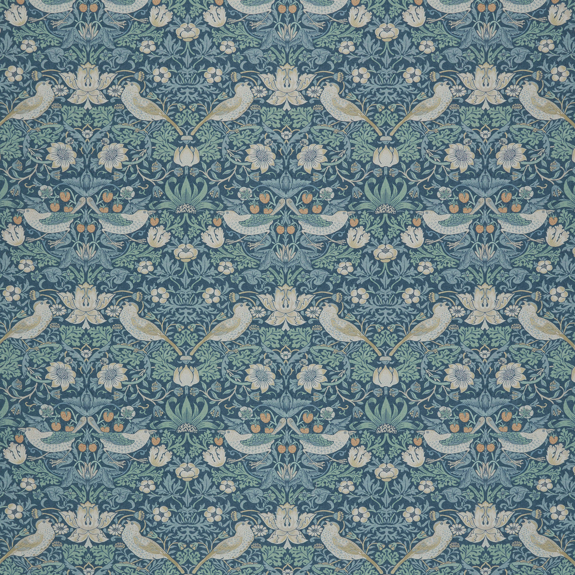 William Morris At Home Strawberry Thief Fabric Woad