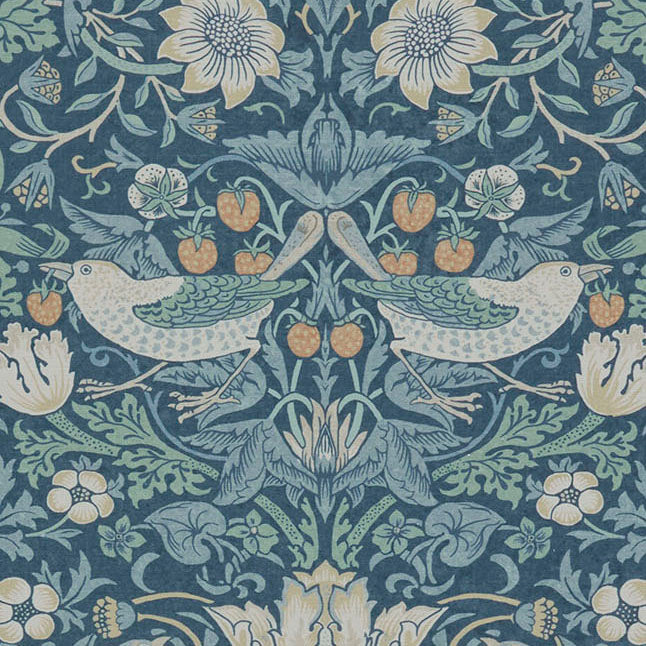 William Morris At Home Strawberry Thief Fabric Woad