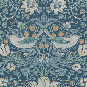 William Morris At Home Strawberry Thief Fabric Woad