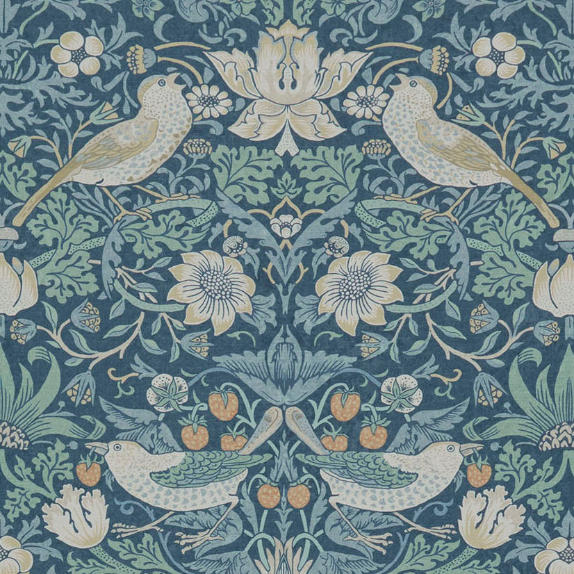 William Morris At Home Strawberry Thief Fabric Woad