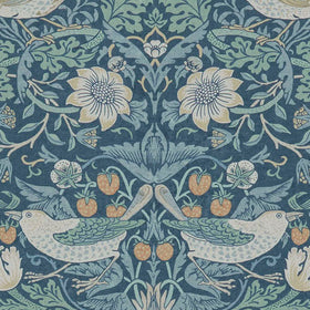 William Morris At Home Strawberry Thief Fabric Woad