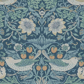 William Morris At Home Strawberry Thief Fabric Woad