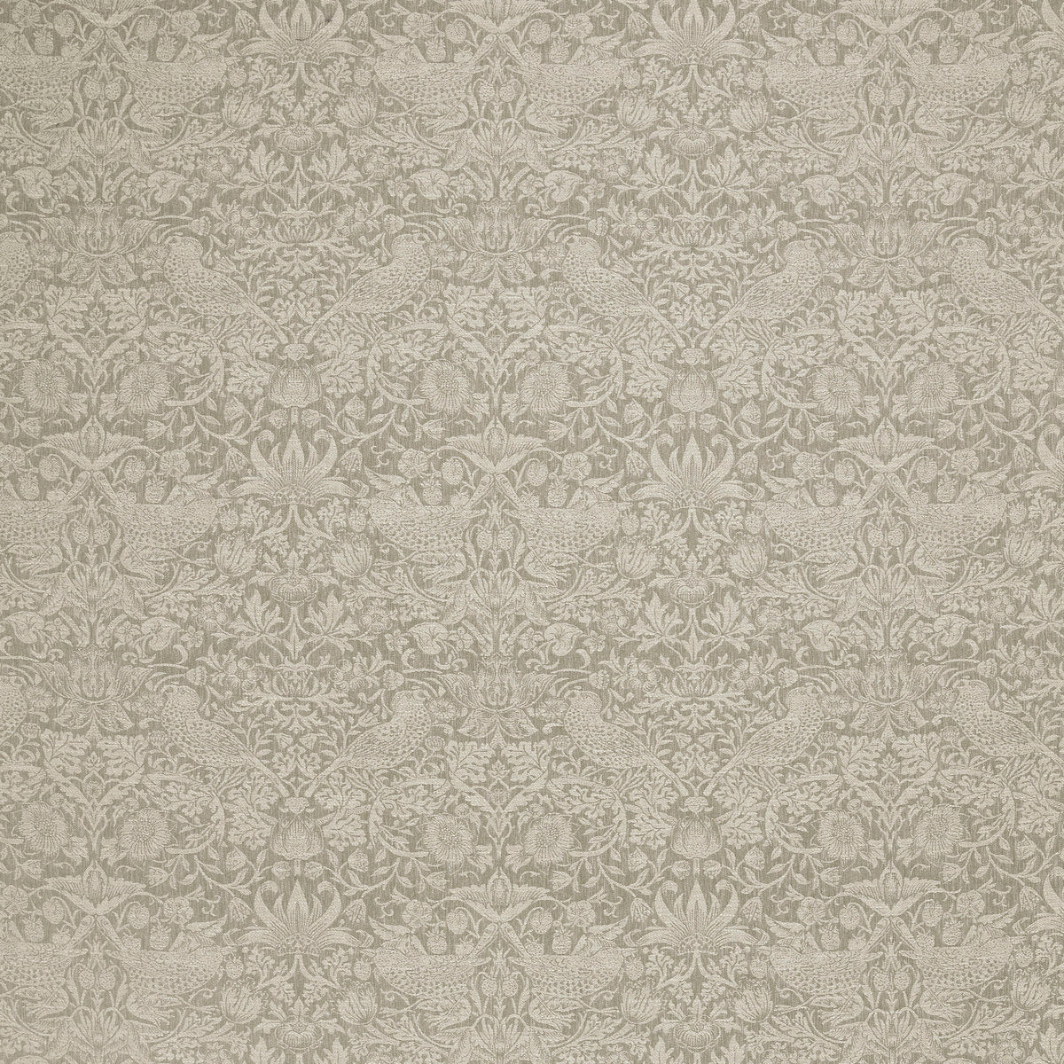 William Morris At Home Strawberry Thief Woven Fabric Limestone