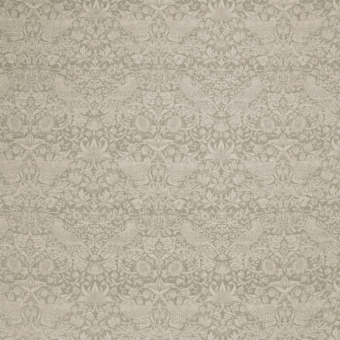 William Morris At Home Strawberry Thief Woven Fabric Limestone
