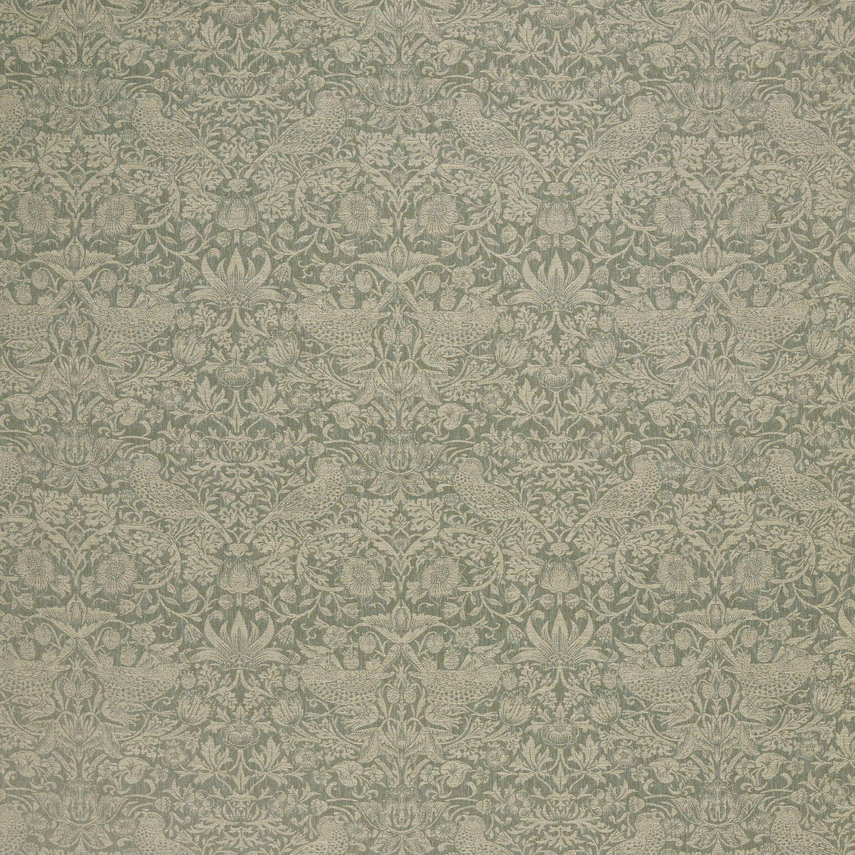 William Morris At Home Strawberry Thief Woven Fabric Sage