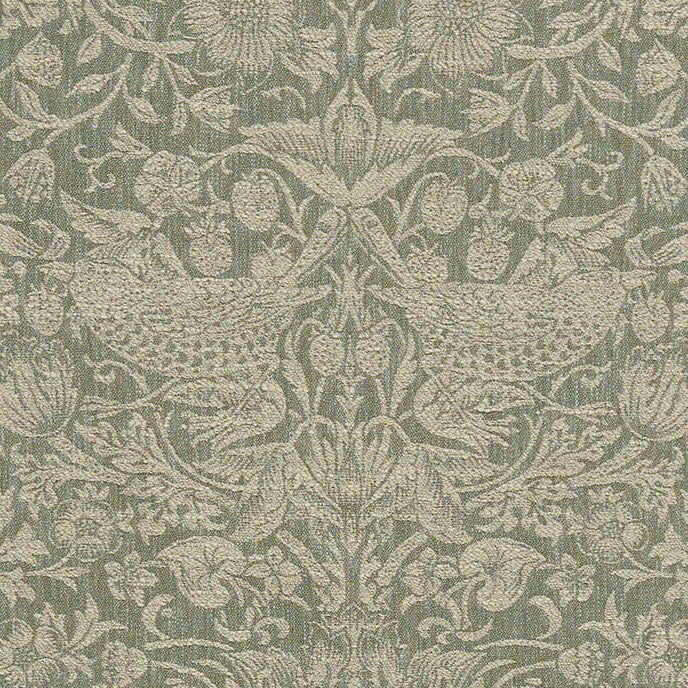 William Morris At Home Strawberry Thief Woven Fabric Sage