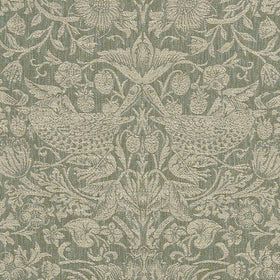 William Morris At Home Strawberry Thief Woven Fabric Sage