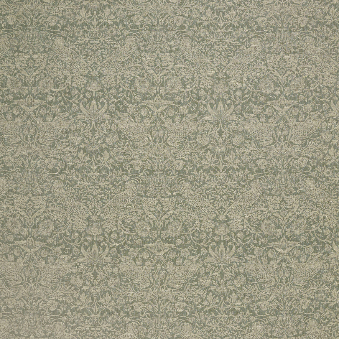 William Morris At Home Strawberry Thief Woven Fabric Sage