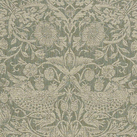 William Morris At Home Strawberry Thief Woven Fabric Sage