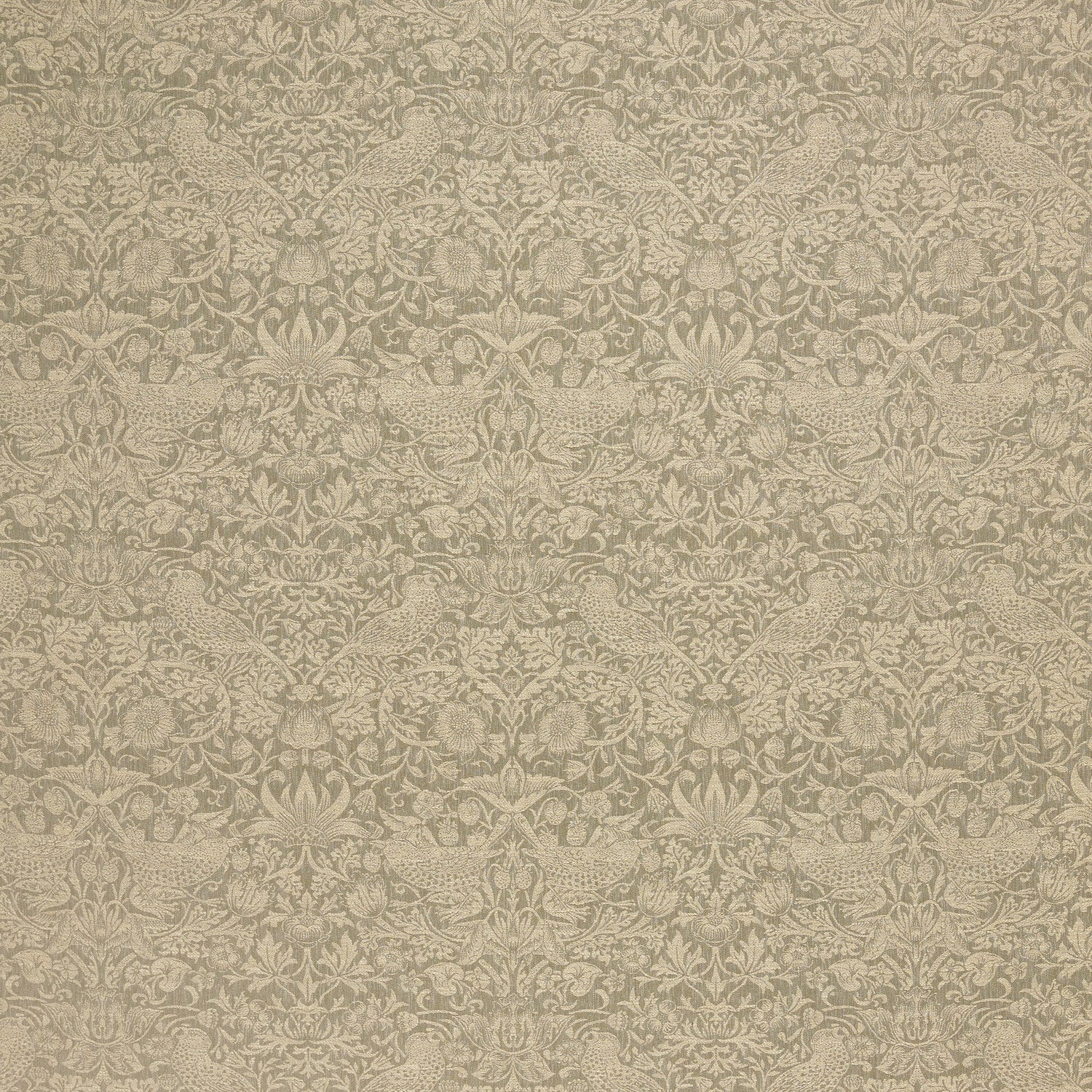 William Morris At Home Strawberry Thief Woven Fabric Walnut