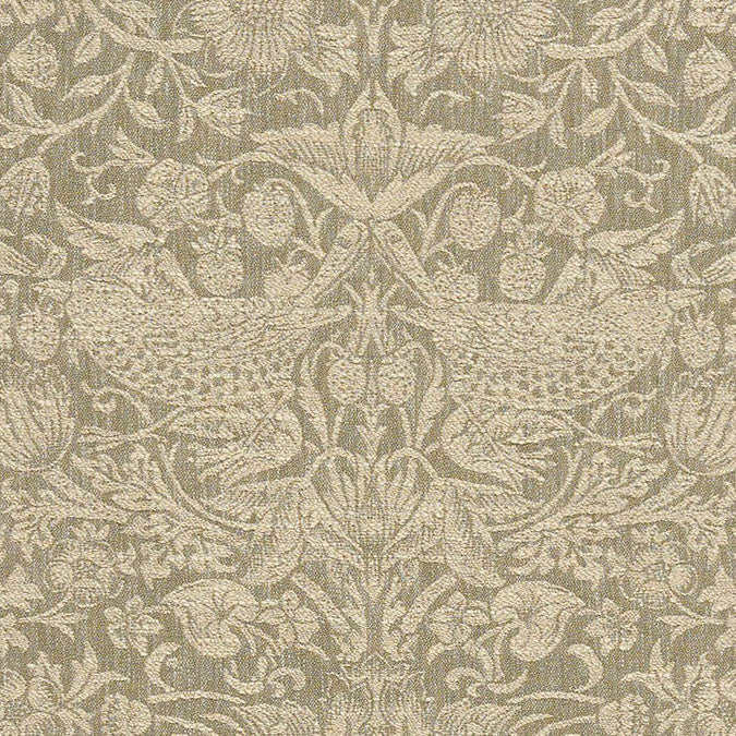 William Morris At Home Strawberry Thief Woven Fabric Walnut