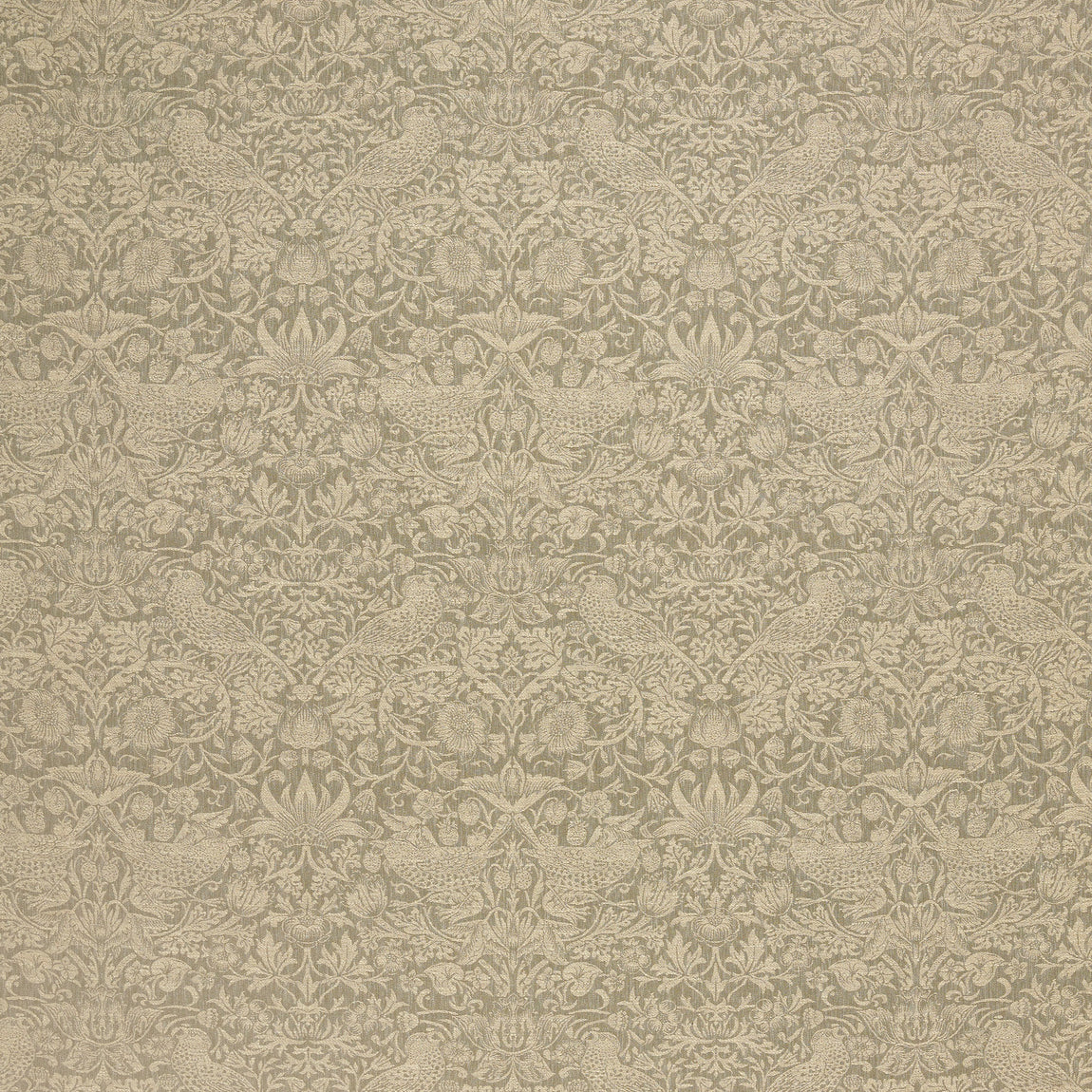 William Morris At Home Strawberry Thief Woven Fabric Walnut