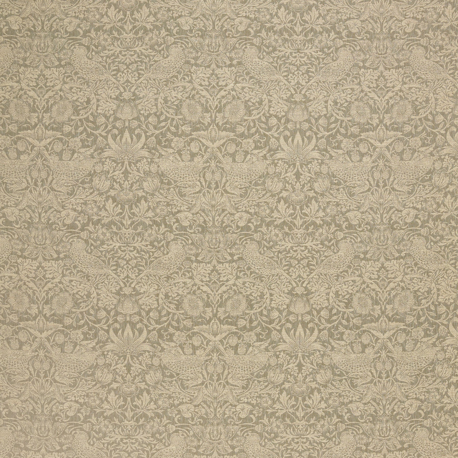 William Morris At Home Strawberry Thief Woven Fabric Walnut