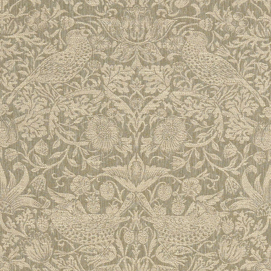 William Morris At Home Strawberry Thief Woven Fabric Walnut