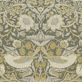 William Morris At Home Strawberry Thief Velvet Fabric Flint