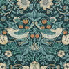 William Morris At Home Strawberry Thief Velvet Fabric Indigo
