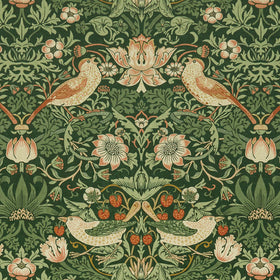 William Morris At Home Strawberry Thief Velvet Fabric Nettle