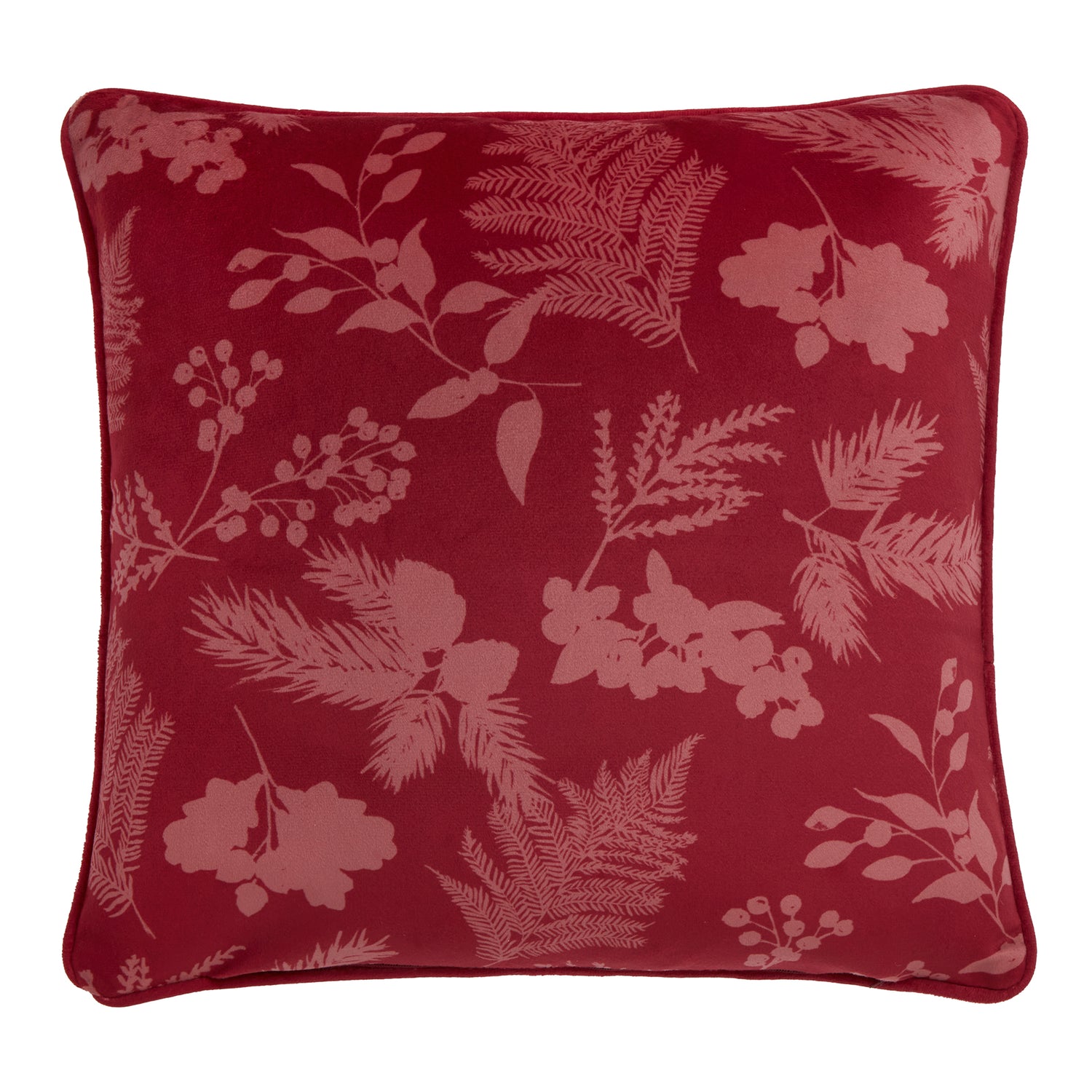 Dreams & Drapes Winter Sprigs Velvet Filled Cushion 43cm x 43cm Green