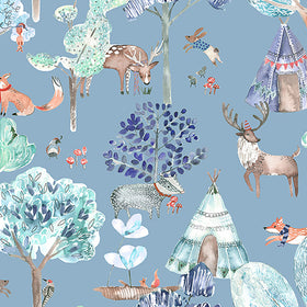 Voyage Maison Woodland Adventures Printed Cotton Fabric Denim